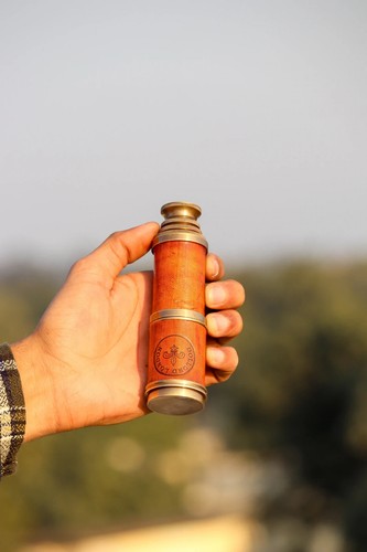Personalised Leather and Brass Portable Telescope || Hand Crafted Beautiful Bras - Picture 3 of 5