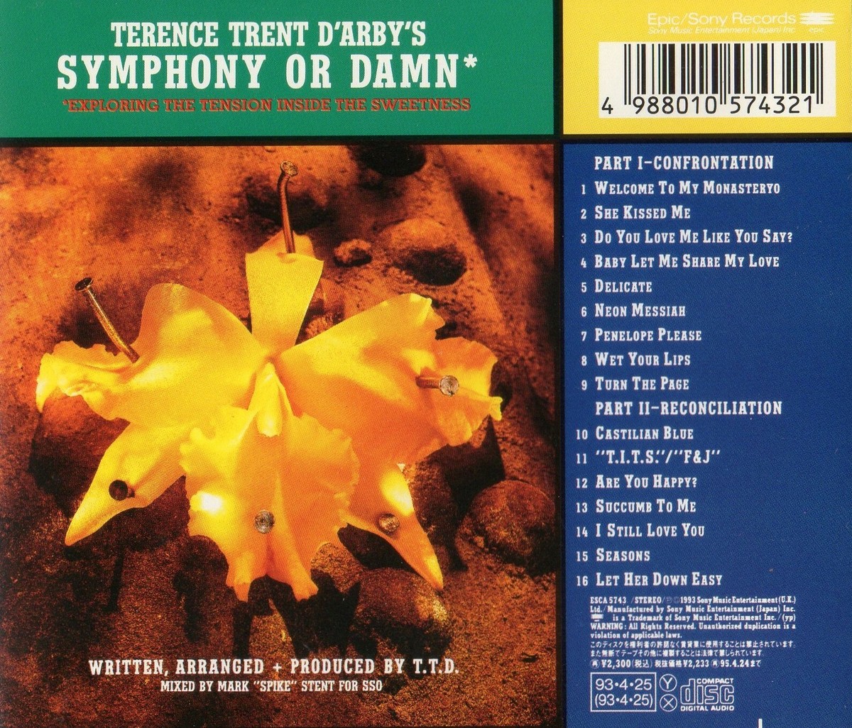 Terence Trent D'Arby's Symphony Or Damn CD Japan Obi ESCA