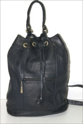 ALAIN GROS Sac à Dos Vintage Cuir Grainé Souple Bleu Marine Grand Modèle TBE - Photo 1/4