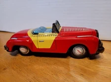 VERY NICE 1950's TIN LITHO FRICTION POWERED   JAGUAR ROADSTER CONVERTIBLE