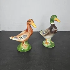 Vintage Hinode Male & Female Ducks Salt & Pepper Shaker Set Made in Japan 4.5" 