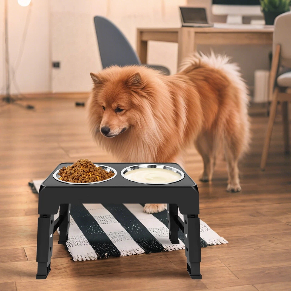Erhöhte Hundenäpfe Futterstation Futternapf mit 2 abnehmbaren Edelstahlnäpfen - Bild 3 von 4