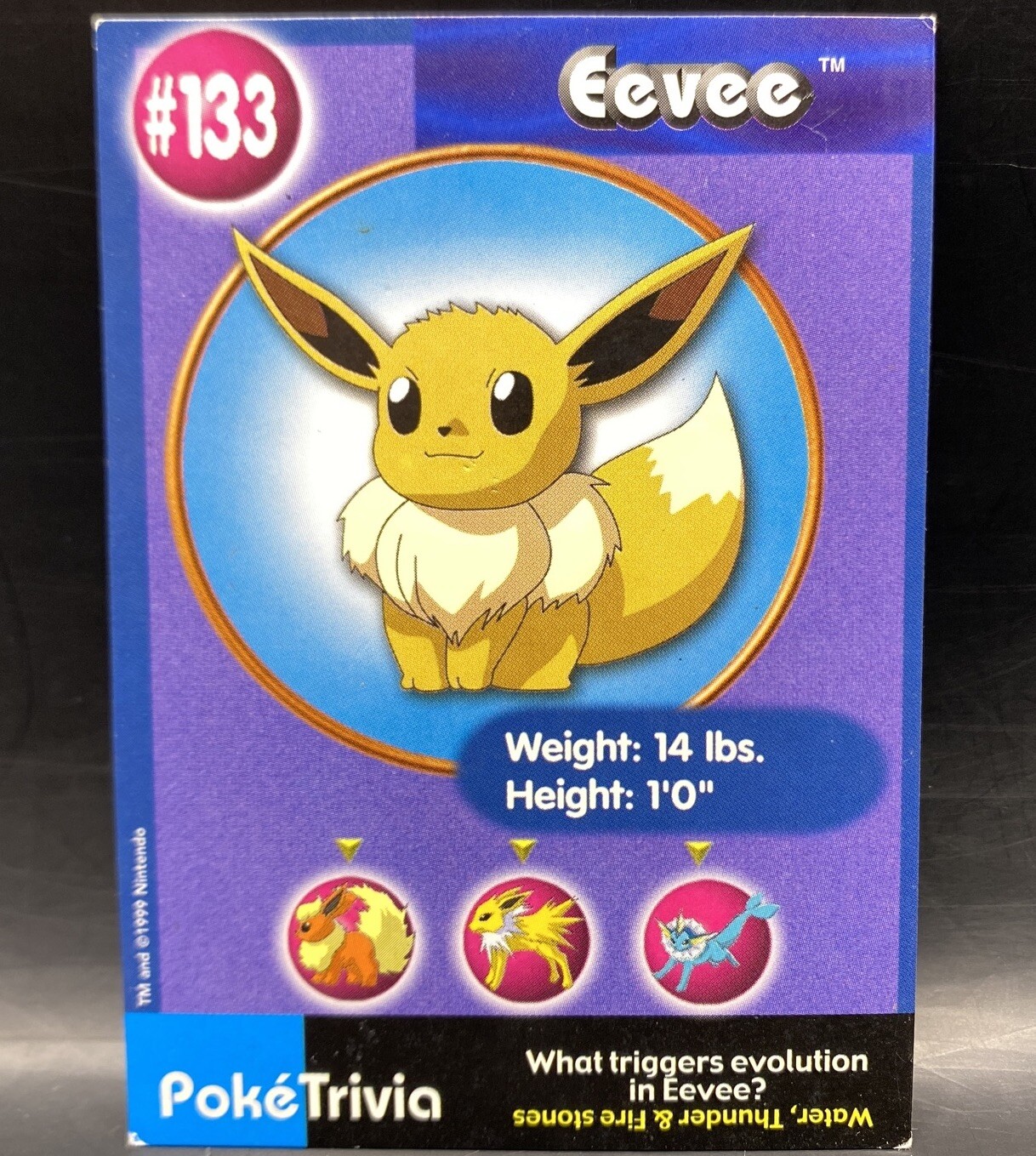 1999 Burger King Pokemon Eevee #133 HP Promo Card Trivia
