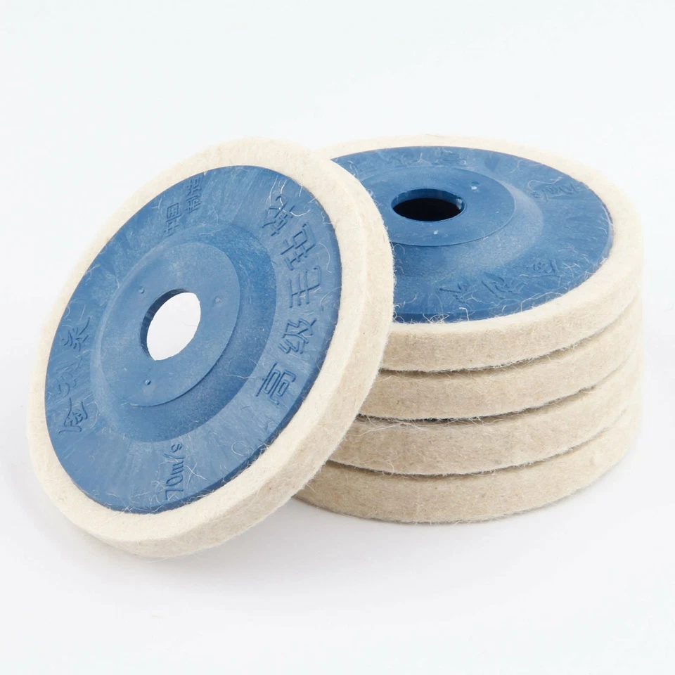5Pcs 4" Sanding Polishing Disc Wool Felt Wheel Pad Metal Wood Glass Buffing Tool - Image 2 of 4
