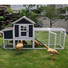 80'' Mobile Chicken Coop w/2 Wheels for 2-4 Chickens,Wooden Hen House w/Nest Box