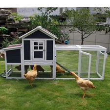 80'' Mobile Chicken Coop w/2 Wheels for 2-4 Chickens,Wooden Hen House w/Nest Box