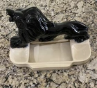 Vintage McCoy Pottery Trinket Tray For Dresser. Black Lion