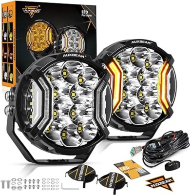 AUXBEAM 2pcs 5'' 172W LED Work Light Spot Beam Pods Side Shooter Amber White DRL