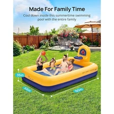 Kiddie Pool, Evajoy Inflatable Kids Pool, Summer Water Party Inflatable Pool