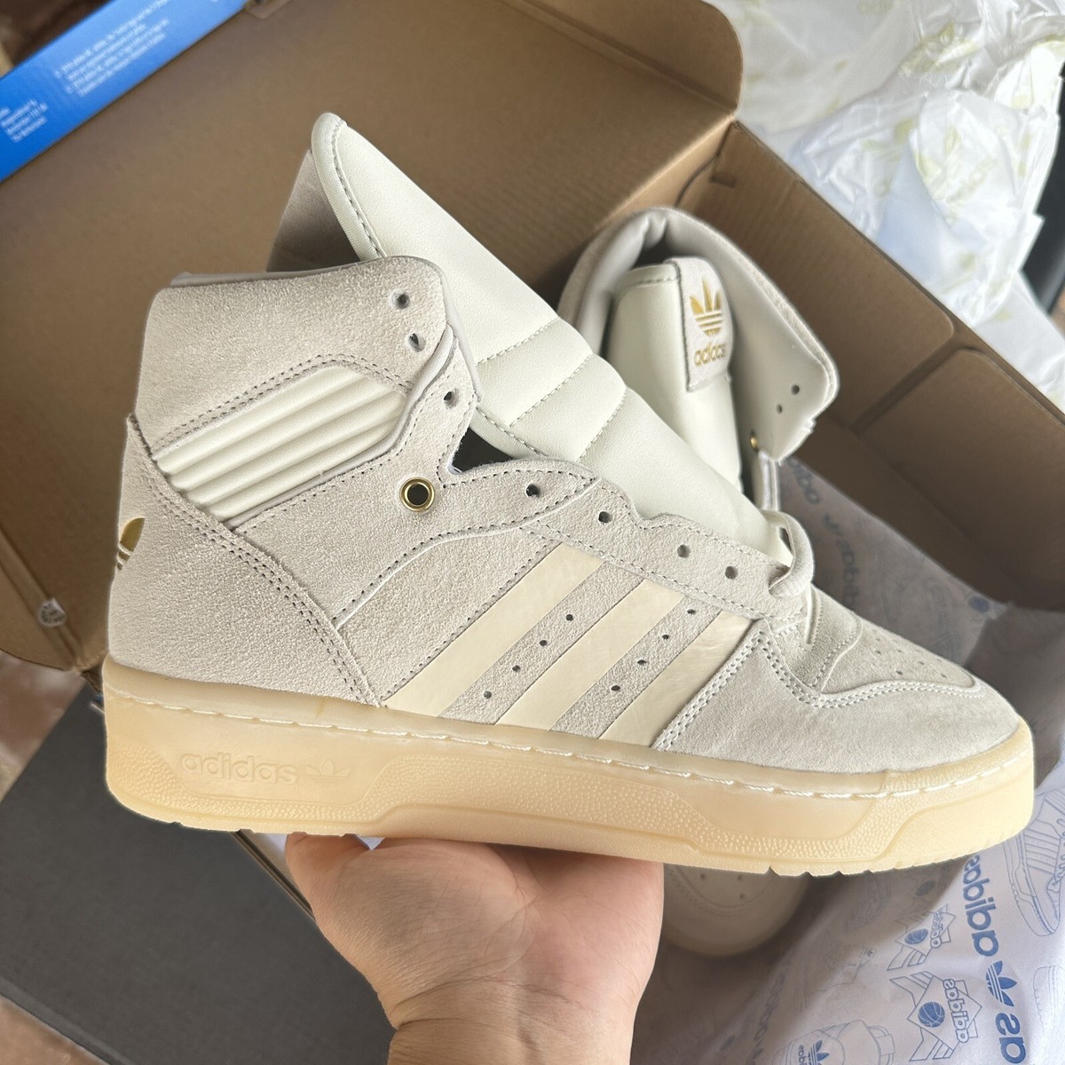 Adidas Rivalry High Off White Cream Men's Athletic Shoes FZ6324