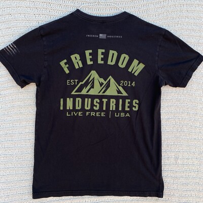 Freedom Industries Shirt Adult Medium Mens M Live Free USA Black Graphic Tee