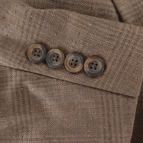 VTG Matka Jacket L Brown Prince of Wales Check 100% Silk Blazer Sport Coat 44R - Picture 4 of 17