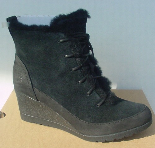 Ugg Mujer Negro Botín Botas Bridgit Cuña Waterproof 1103822 Talla 7 7.5 Nib  | eBay