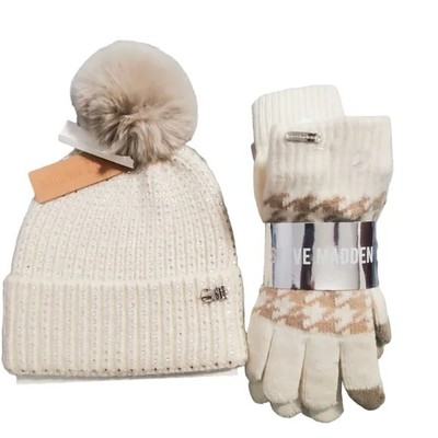 STEVE Madden Crystal Embellished Light Cream Knit Faux  display picture 1
