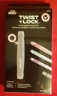 COATS & CLARK Susan Bates Twist + Lock Interchangeable Crochet Hook Set NEW L M N Clover NEW!