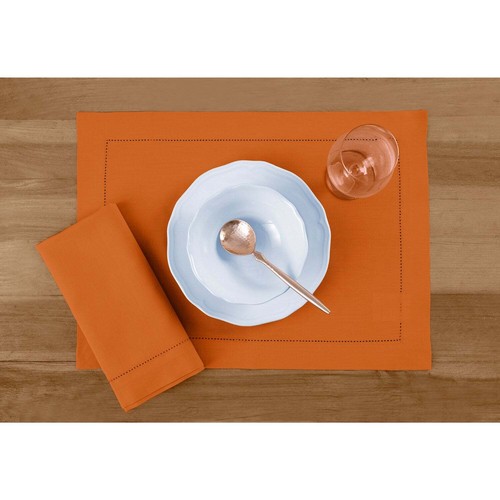 Solino Home Cotton Linen Placemats 14 x 19" for Summer - Cotton Linen Hemstitch - Picture 45 of 103