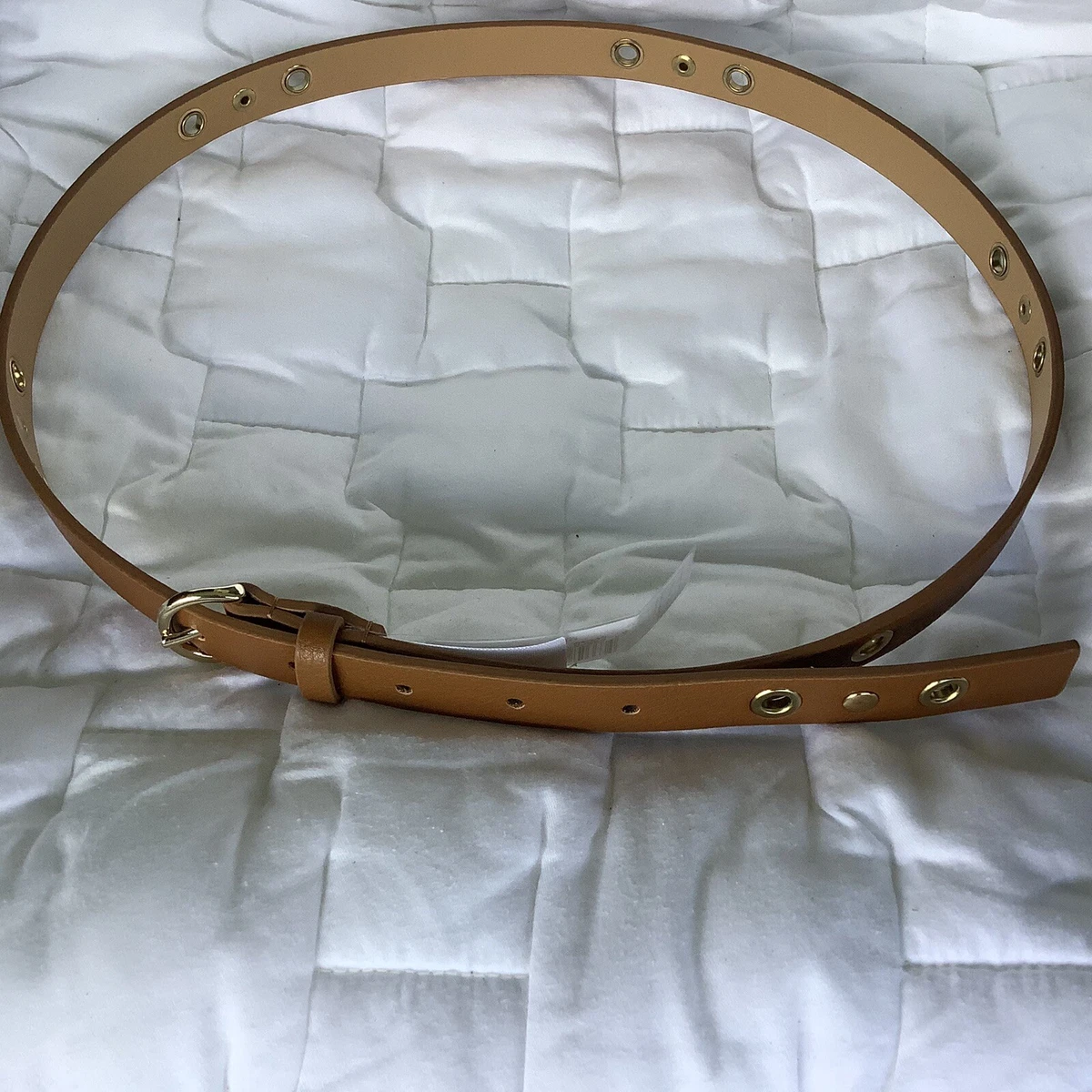 BCBGeneration New Tan Cognac O-Ring Knot Vegan Leather Statemen Belt Size M/L Cognac Smooth Leather Belt | BSWK | 30 day return policy main image 3