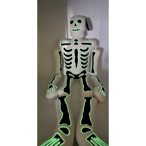 GLOW IN THE DARK Cuscino Scheletro a Grandezza Naturale Halloween 2024 Decorazione Peluche 54' NUOVO - Foto 2 di 6