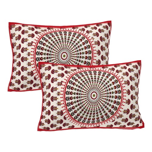 Maroon color printed bed sheet with 2 pillow - Picture 2 of 4