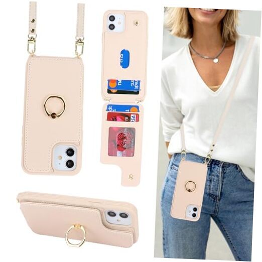 for iPhone 11 Phone Case with Card Holder and iPhone 11 (6.1 inch) 02-Beige