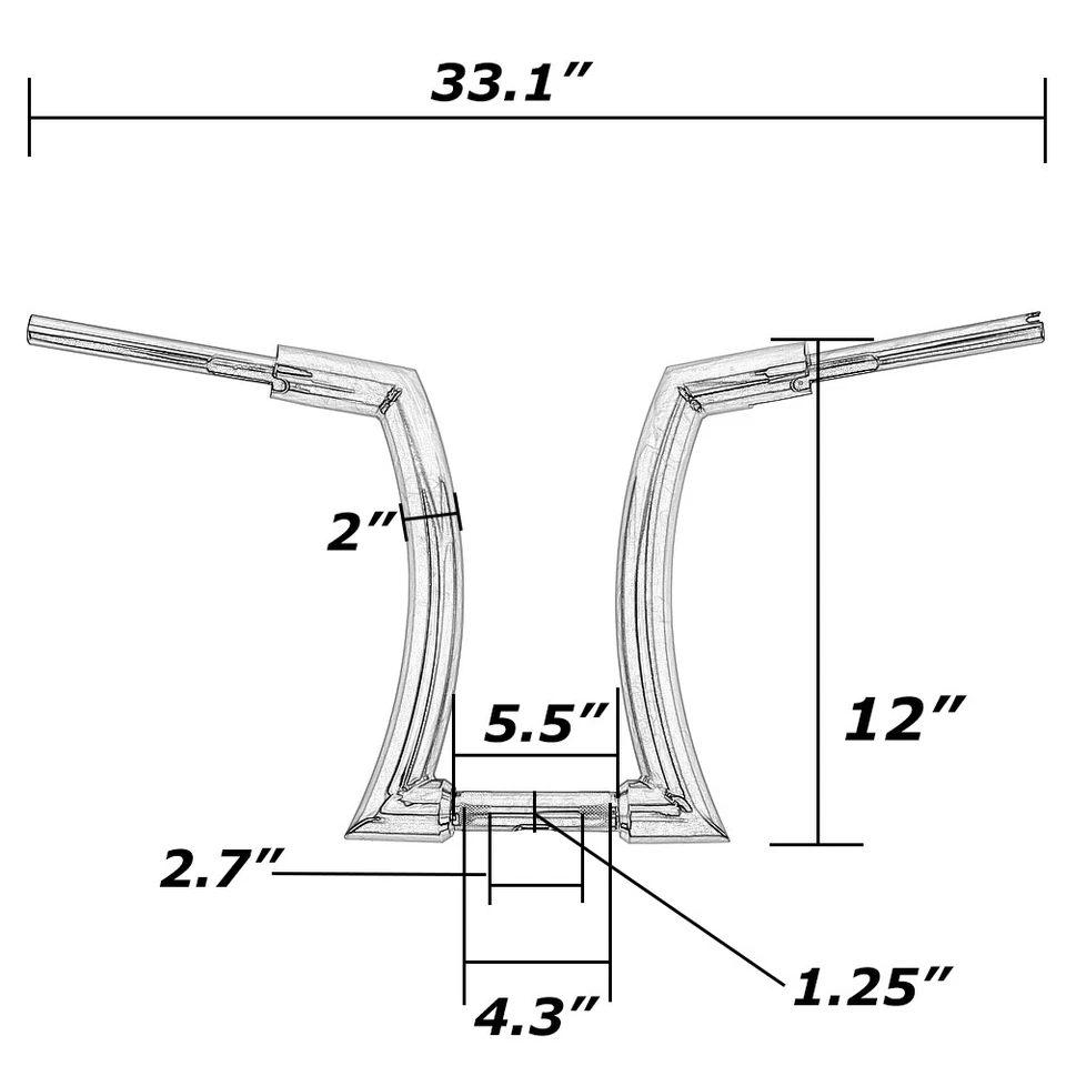 12" Rise 2'' Hanger Bar Handlebar Fit For Harley Breakout Road King Softail FLS Foto 3 de 4