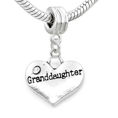 Family Hearts Charm Bead for Snake Chain Bracelet (Granddaughter)