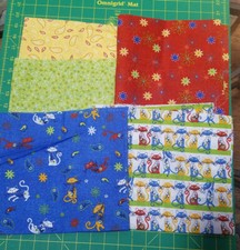 Lot of 5 Fat Quarter Lot apprx Quilt Sewing Fabric Flowers Paisley and Cats