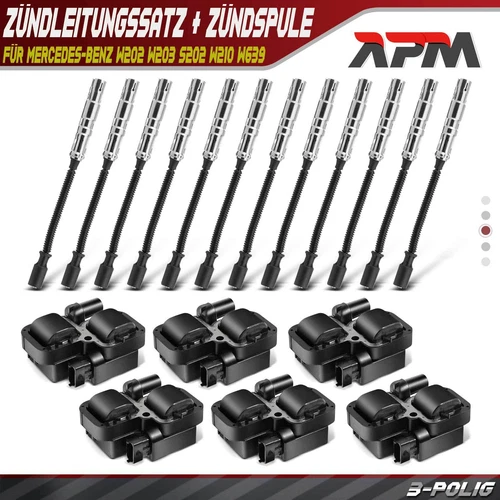 Zündleitungssatz + Zündspule für Mercedes-Benz W202 W203 S202 W210 W211 W639
