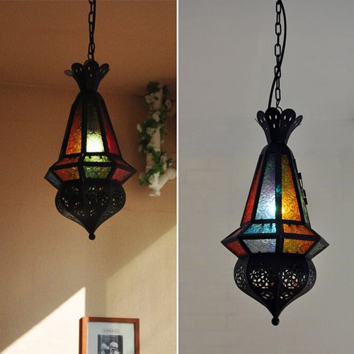 Moroccan Style 12W LED Pendant Light Fixture Ceiling Hanging Lamp E27 Bulb Retro - Picture 4 of 12