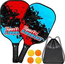Lightweight Fiberglass Pickleball Set 2 Paddles 4 Balls with Bag