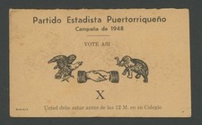 VINTAGE  VOTER CARD / PARTIDO ESTADSTA REPUBLICANO /  PUERTO RICO 1948