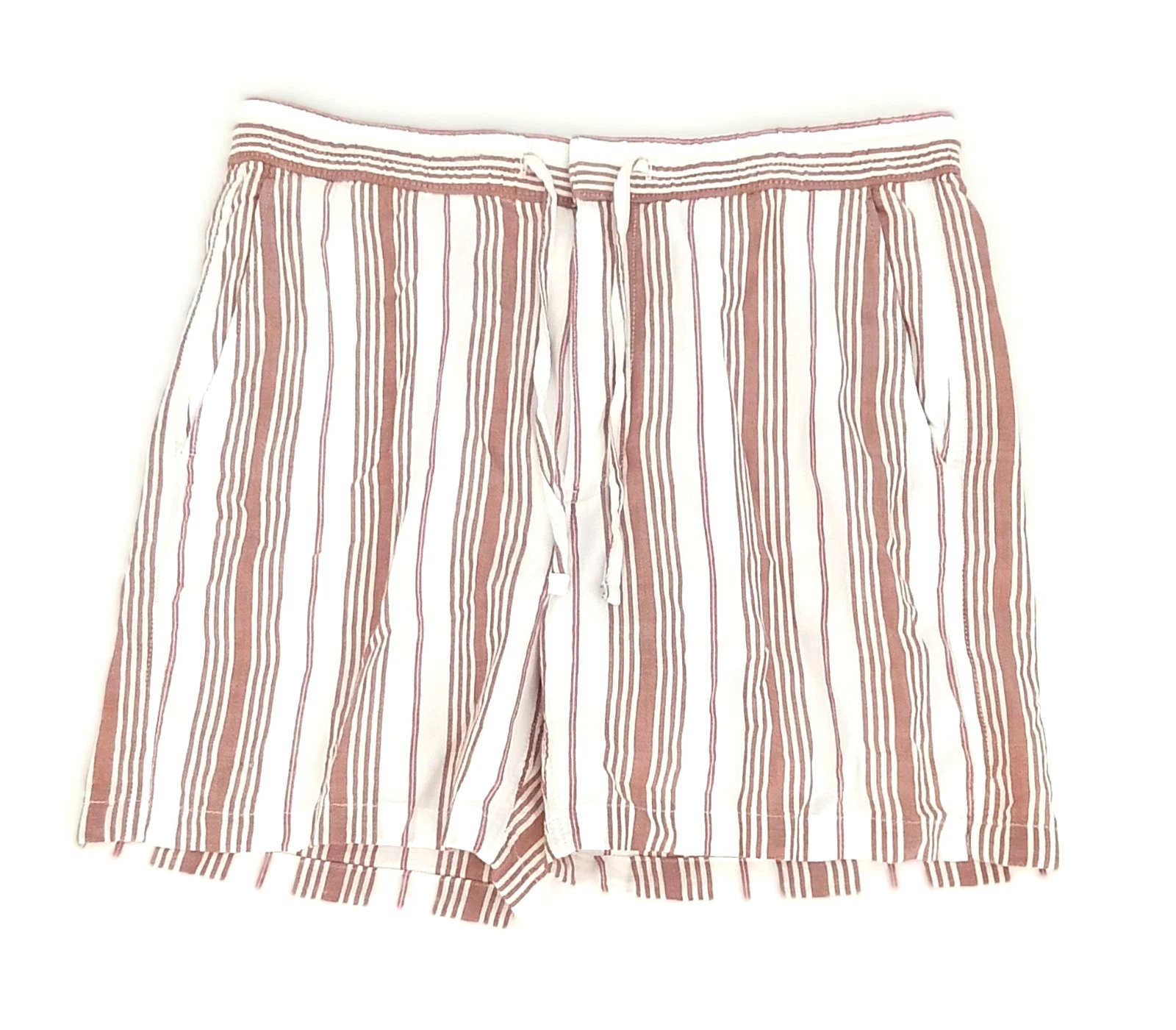 Autograph Men's Shorts Burnt Sienna Cotton Striped Pockets Drawstring Lined New