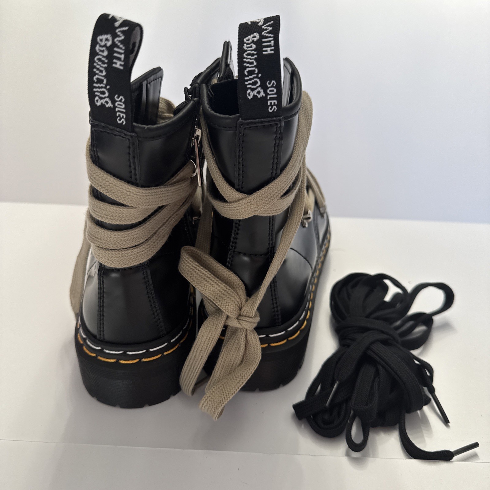 Dr Martens Jadon Hi Strap Wrap Platform Boots Black Leather EU40 US8.5 Side Zip image 4