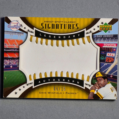 2007 Sweet Spot Classic Legendary GOL Stitch Blue Ink /15 Dave Winfield Auto HOF
