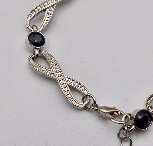 Gorgeous Genuine 1.5 Carat Sapphire “Infinity and Beyond” Silver Plated Bracelet - Picture 3 of 13