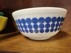 Vintage Pyrex Blue Polka Dot Mixing Bowl 8 3/4" # 403 2 1/2 Qt. White & Blue