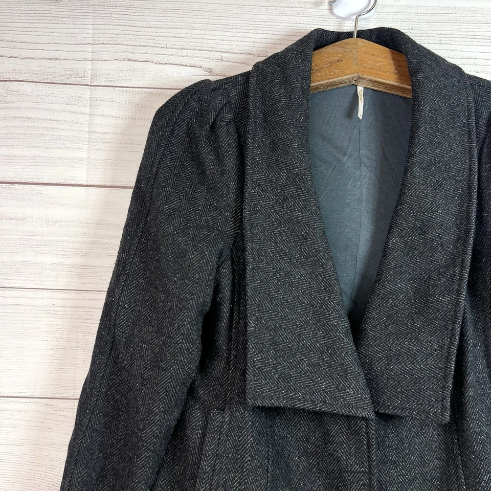 Chaqueta Blazer Free People Mujer Gris Carbón Mezcla Lana Espiga Talla 8 Foto 4 de 4