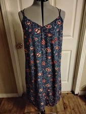 Gap Women's Cross Back Double Straps Cami Midi Sun Dress, M, Blue Floral