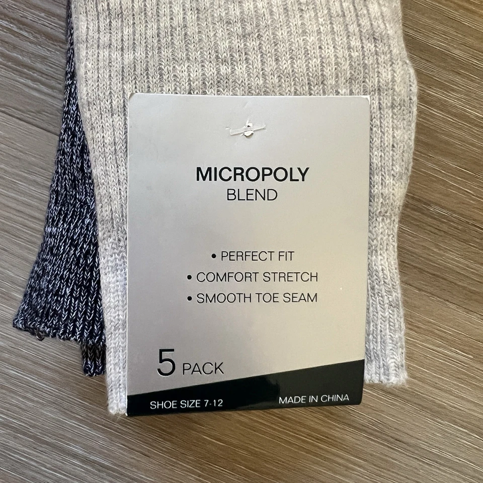 Paquete de cinco calcetines profesionales de negocios Perry Ellis para hombre talla 7-12 nuevos con etiquetas negro gris Foto 3 de 4