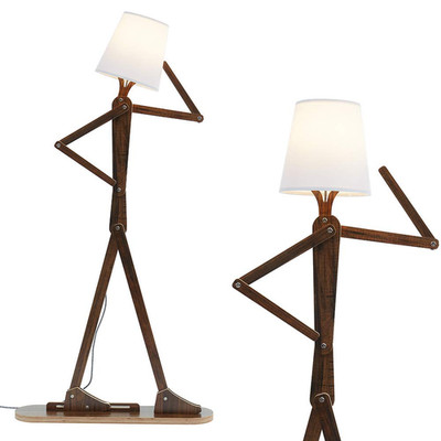 Hroome Cool Decorative Tall Floor Lamp Wood Swing Arm Standing Corner Reading