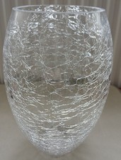 PRETTY CRACKLE EFFECT GLASS VASE 9.5 INCHES