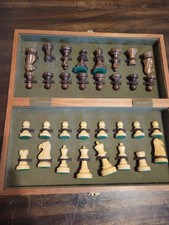 Vintage Wooden Chess Set With Foldable Storag...