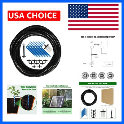 #ad Solar Automatic Drip Irrigation Kit System Solar Powered Auto Easy DIY Water... $19.42