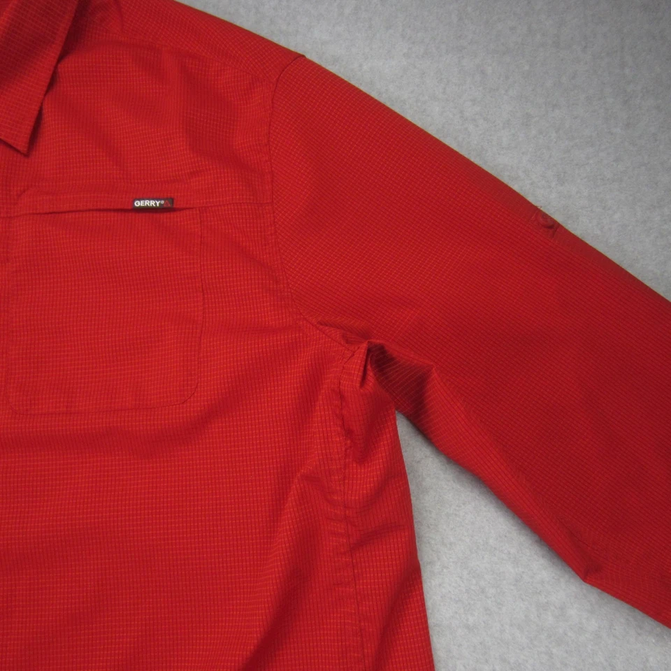Camisa Gerry Para Hombres XXL Roja Abotonada LS Manga con Pestaña Enrollable Aire Libre Senderismo Pesca Foto 4 de 4