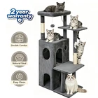 50" Sturdy Cat Tree, Double Condos, Easy Clean, For Multi-Cat Apartments