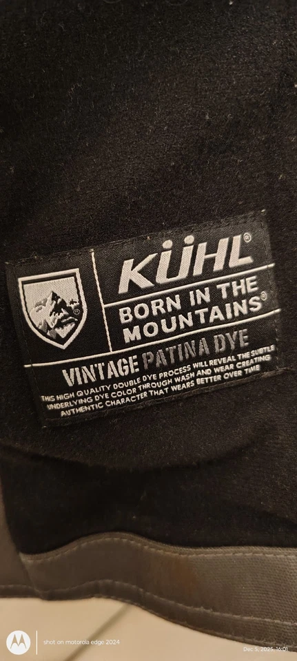 KUHL The Law Men's Size Large Fleece Lined Heavy Canvas Hoody Jacket, Dark Khaki - Image 3 of 4