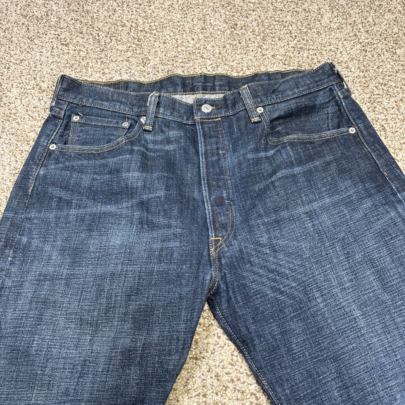 Levis Strauss 501 38x32 Fits 35x30 Button Fly Blue Denim Cotton Jeans Pants - View 2