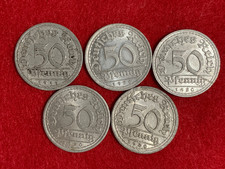 Germany Weimar Republic 50 pfennig 1919 A & 1920 A, 1920 D, 1920 F & 1920 J