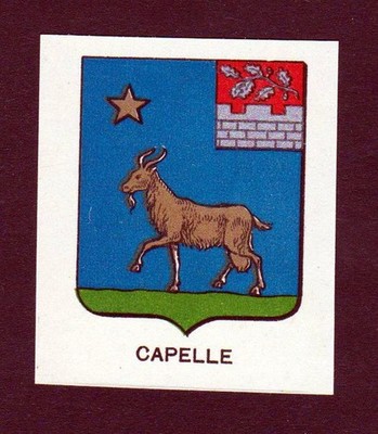 ca. 1880 Capelle Cappelle Wappen Adel coat of arms heraldry Lithographie antique