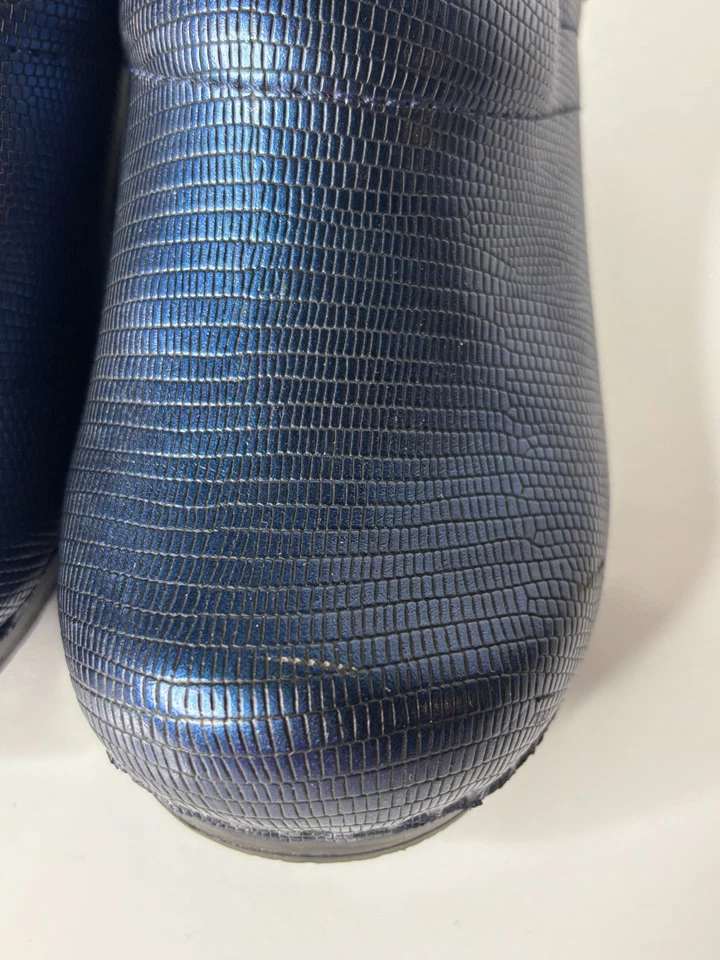 Сабо Sanita синие черные с принтом в виде животных ящериц металлик кожа 36 ЕС, 5,5-6 США - Изображение 3 из 4